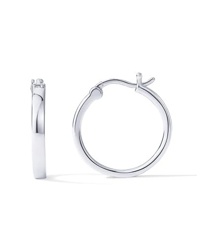 PAVOI Womens 14K Gold Plated - White Gold 925 Sterling Silver Post Lightweight Hoop Earrings | Amazon (US)