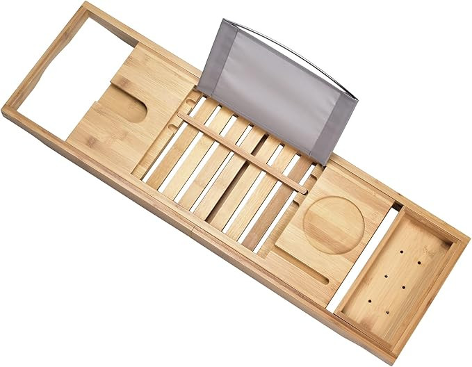Sen Yi Bao Luxury Bathtub Caddy Tray，Bamboo Bathtub Tray Caddy - Wood Bath Tray Expandable，Ca... | Amazon (US)