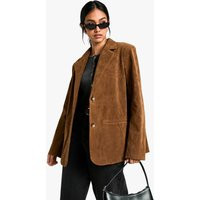 boohoo Women's Vintage Look Faux Suede Relaxed Fit Blazer in Tan | Size: 4 | boohoo (US & Canada)