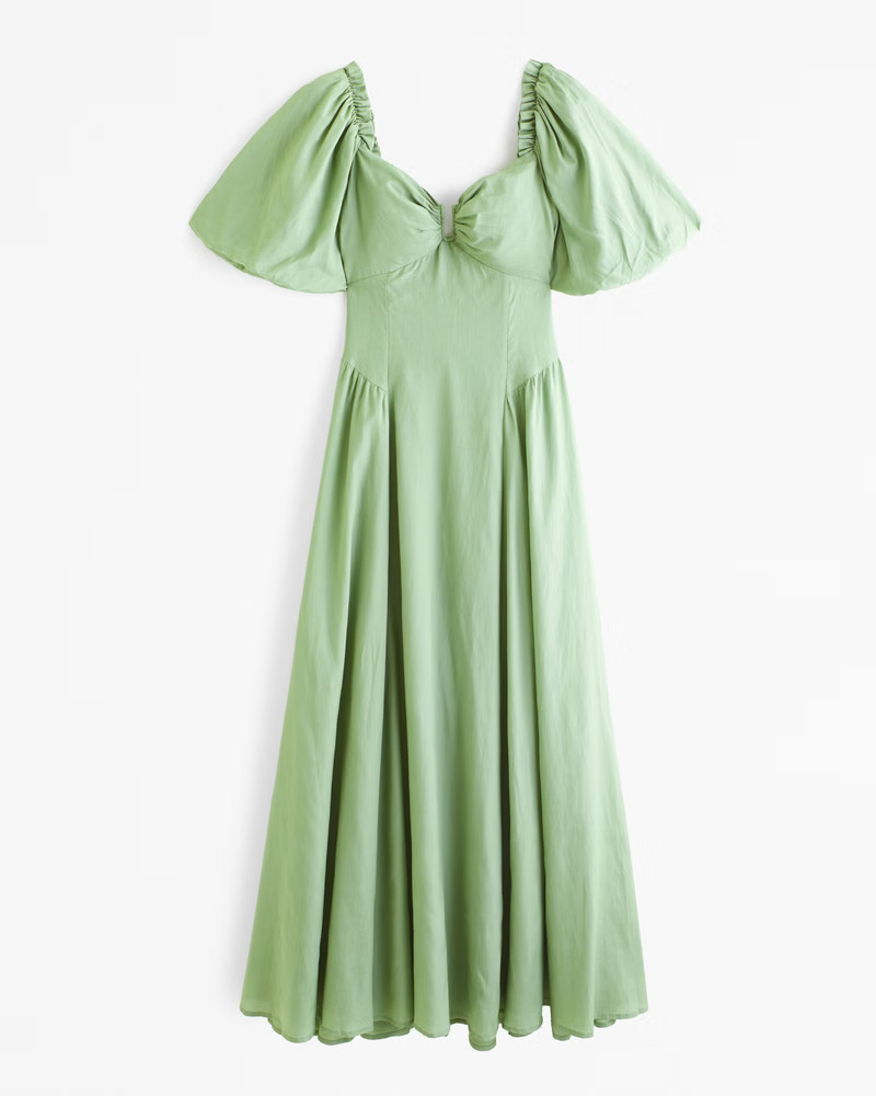 Hardware Drama Puff Sleeve Maxi Dress | Abercrombie & Fitch (US)
