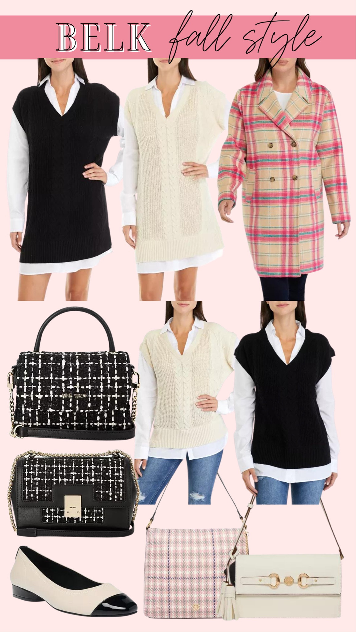 Belk, Plaza Princess, Gossip Girl, fall outfits, sweater vest, tweed, plaid shacket, cap toe flats

#LTKunder50 #LTKsalealert #LTKunder100