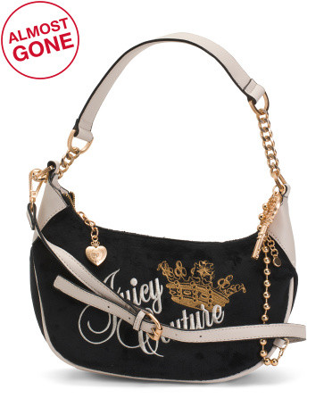 Velour Shoulder Bag With Charms | TJ Maxx