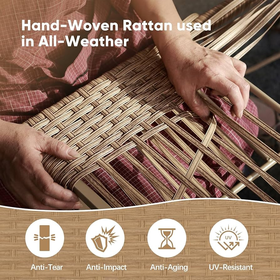 7 Piece Wicker Patio Furniture Set,Outdoor Conversation Sectional Sofa w/Coffee Table,All-Weather... | Amazon (US)