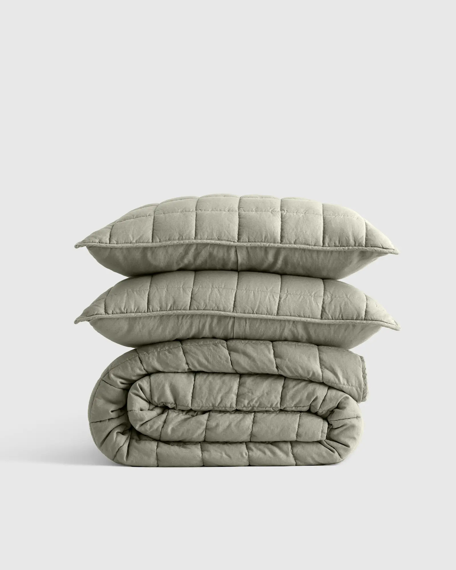 European Linen Box Quilt Set in Willowleaf | Quince
