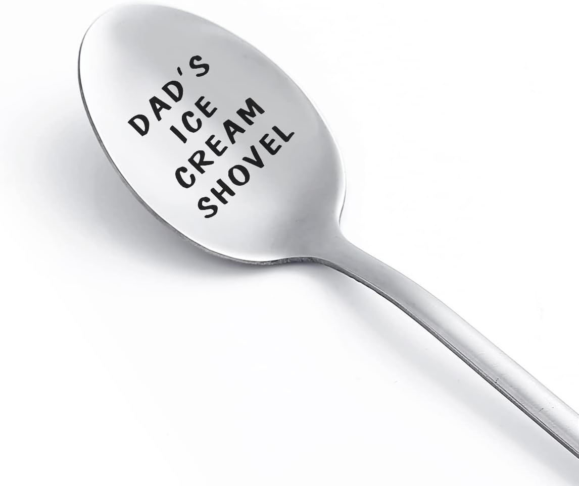 Gifts for Dad Ice Cream Spoon Scoop for Ice Cream Lovers, Funny Engraved Stainless Steel Spoon Sh... | Amazon (US)