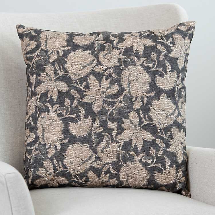 Malli Gray Vintage Floral Throw Pillow | Kirkland's Home