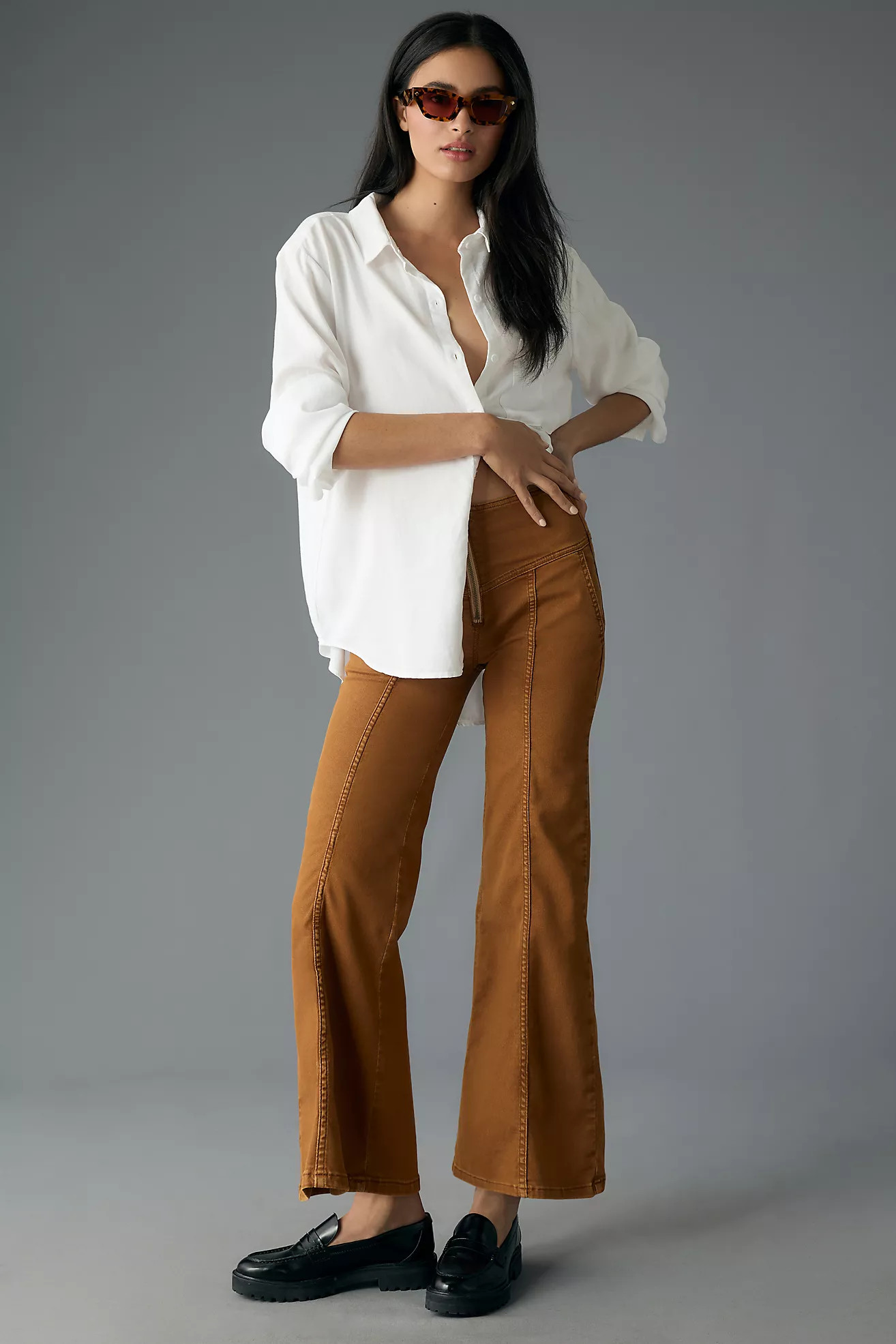 Pilcro Mid-Rise Crop Flare Pants | Anthropologie (US)