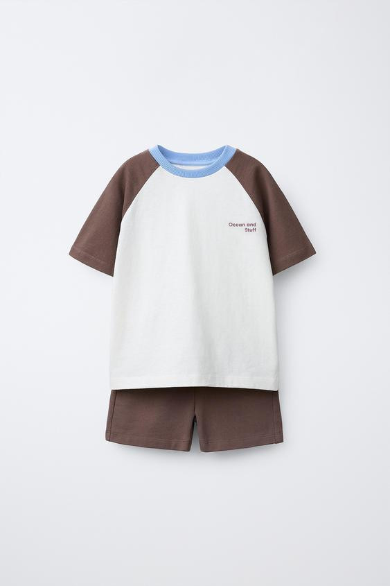 COLOR BLOCK JOGGING T-SHIRT AND SHORTS SET | Zara US