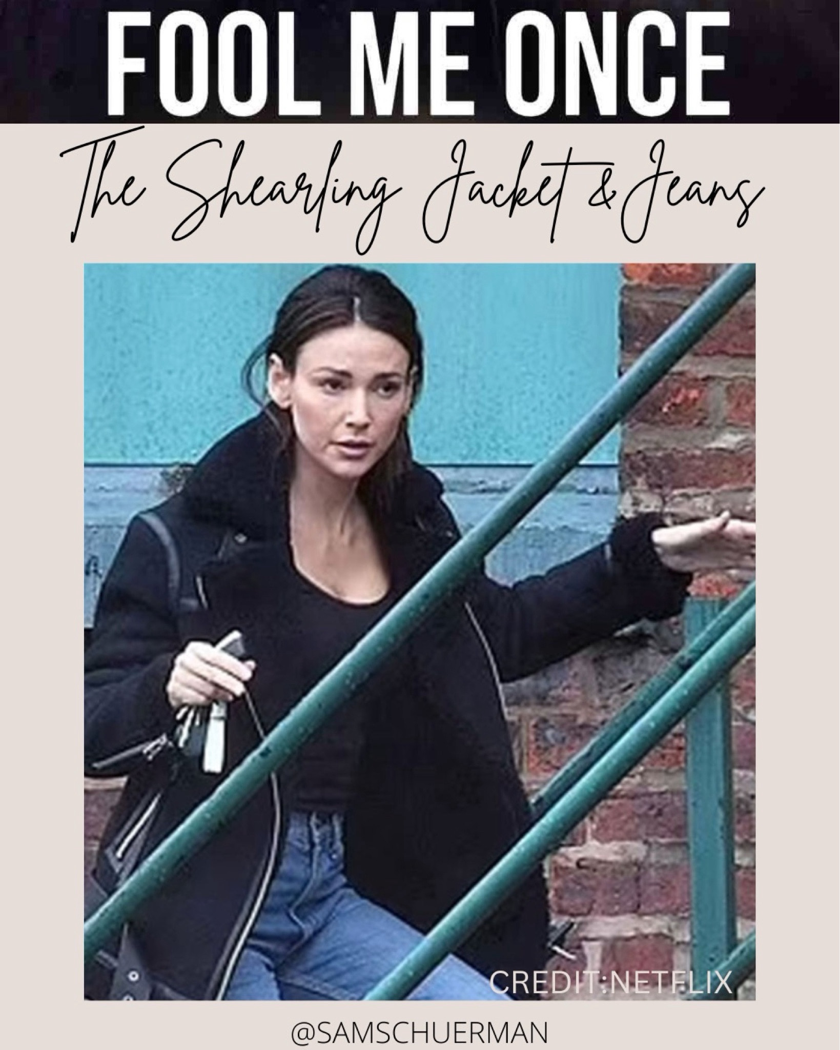 Netflix Fool Me once outfits: The Shearling jacket and blue jeans 👖 

#LTKstyletip #LTKfindsunder50 #LTKfindsunder100