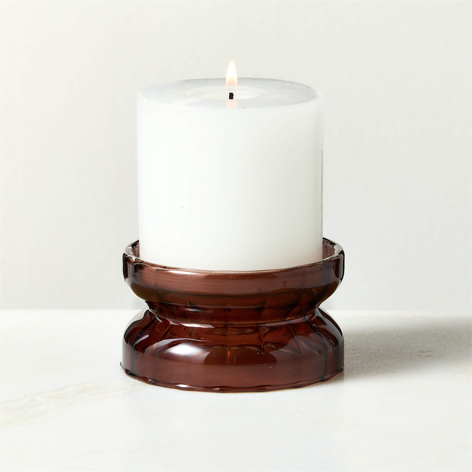 Melina Brown Glass Pillar Candle Holder Small | CB2 | CB2