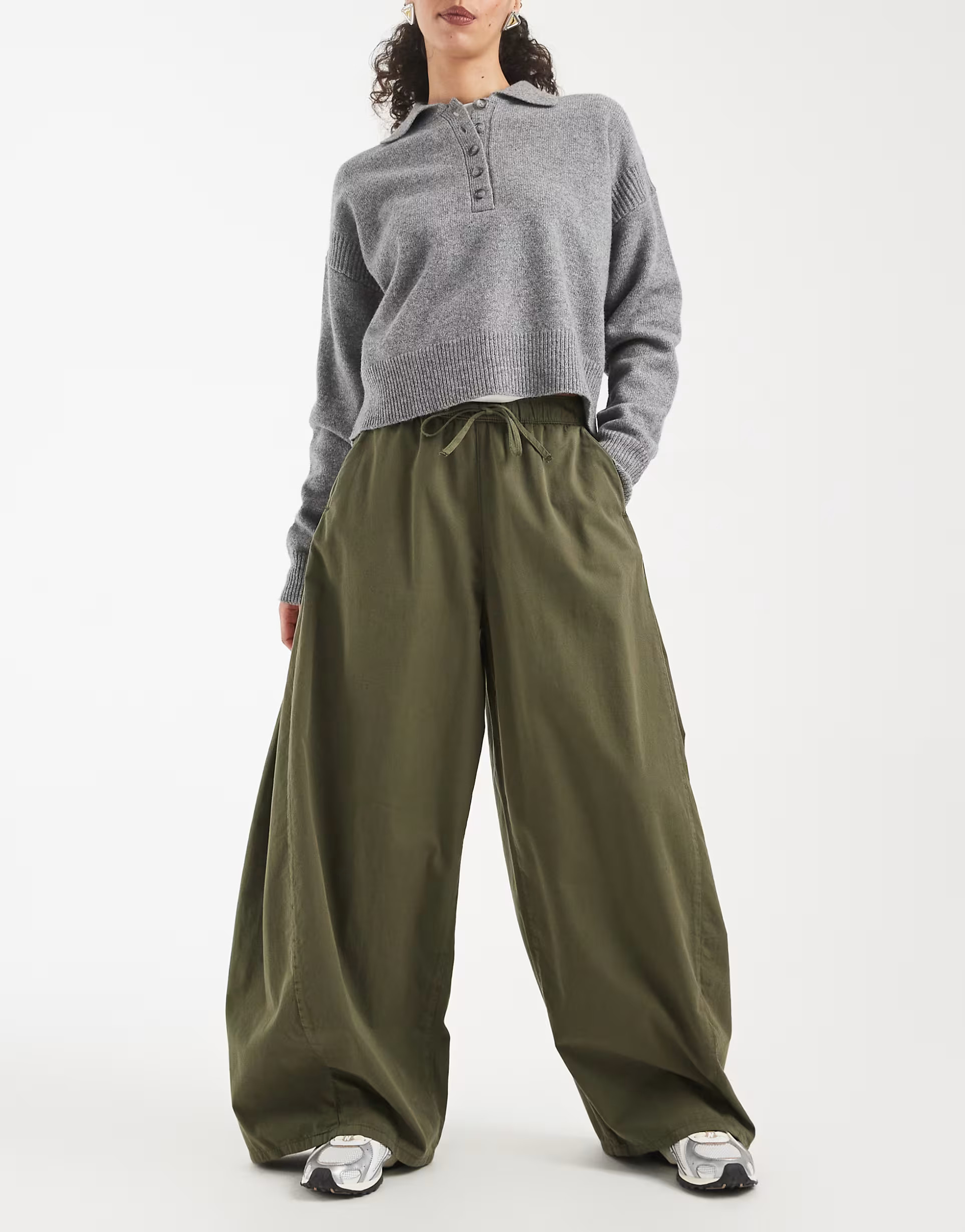 ASOS DESIGN side pleat barrel leg pants in olive green | ASOS (Global)