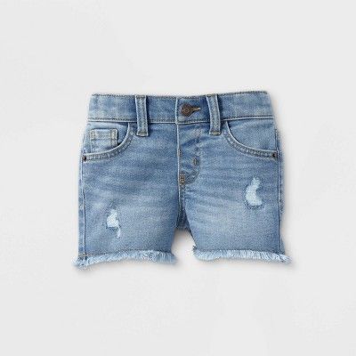 Toddler Girls' Destructed Cutoff Jean Shorts - Cat & Jack™ Medium Wash | Target