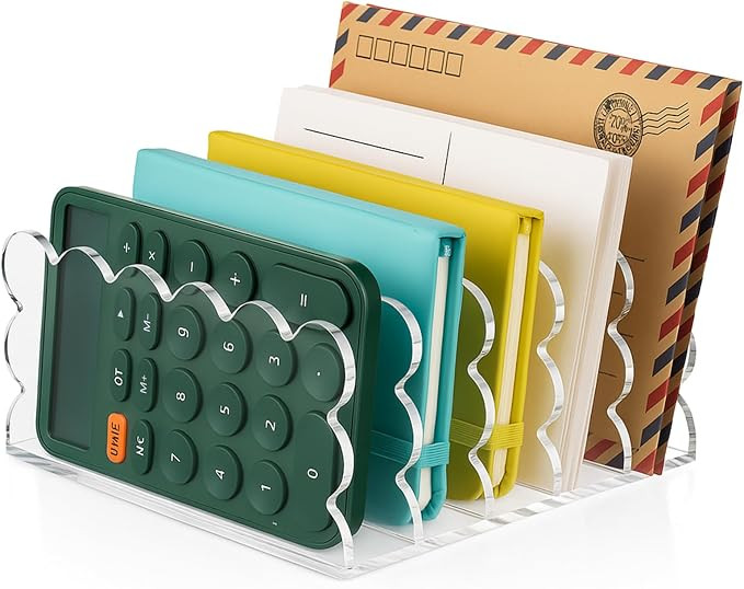 Clear Vertical File Organizer Acrylic File Holder Mails Letter Paper Envelope holder Stand Desk O... | Amazon (US)