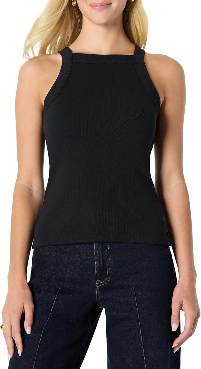 Amazon.com: Amazon Essentials Women's Slim-Fit Stretch Rib High-Neck Tank with Consistent Stretch... | Amazon (US)