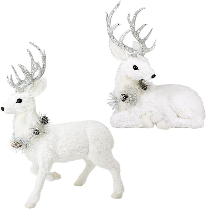 Nature Vibe 18.1 Inches Sisal Reindeer Christmas Decoration Set of 2,Realistic Woodland Animals F... | Amazon (US)