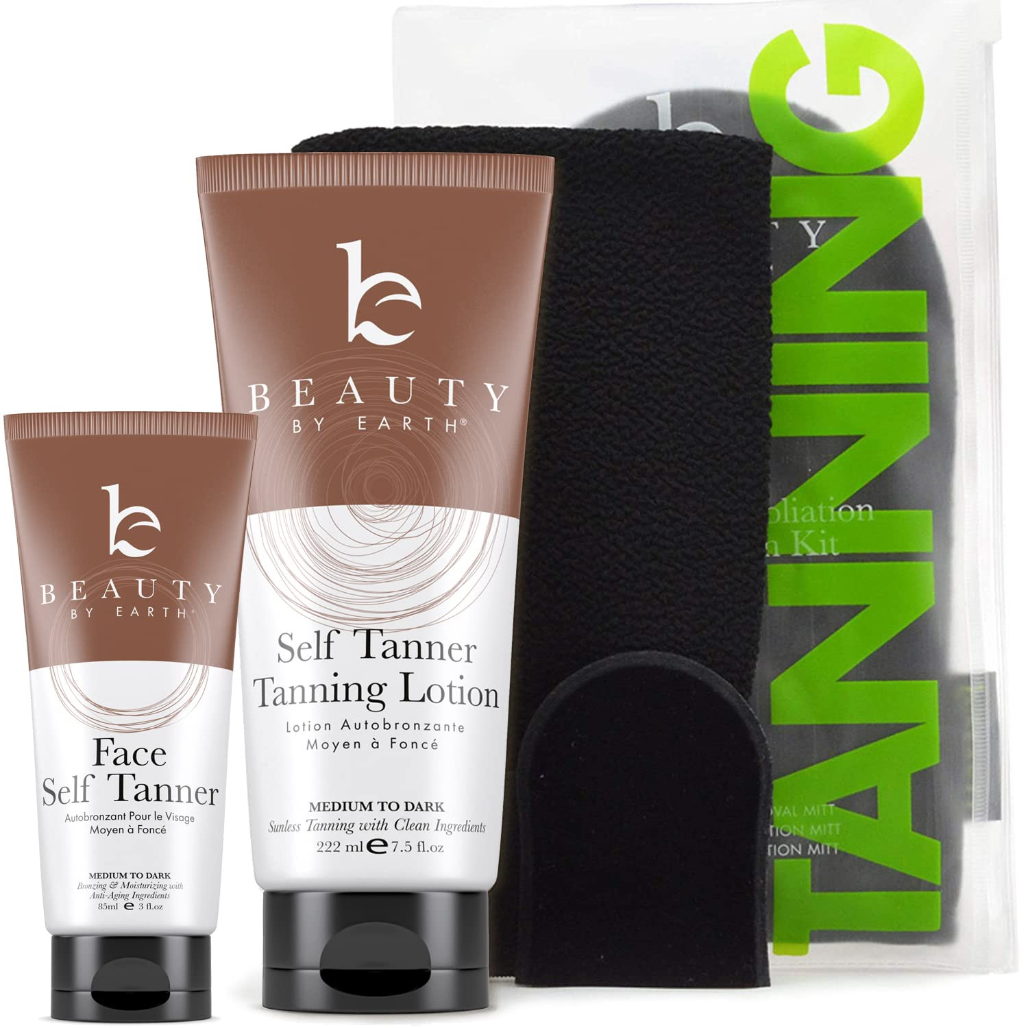 Self Tanner Bundle with Applicator - Tanning Lotion for Body & Face with Tanning Mitts, Sunless Tann | Amazon (US)