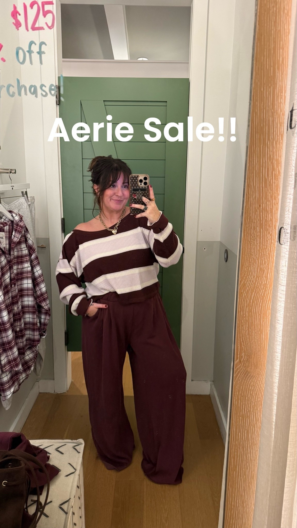 @Aerie SALE!! All the fall cozies! Off shoulder cropped stripe sweater top wearing large and my favorite sweatpants in royal berry I wear a medium! I am 5’1 size 10

#LTKSaleAlert #LTKSeasonal #LTKMidsize