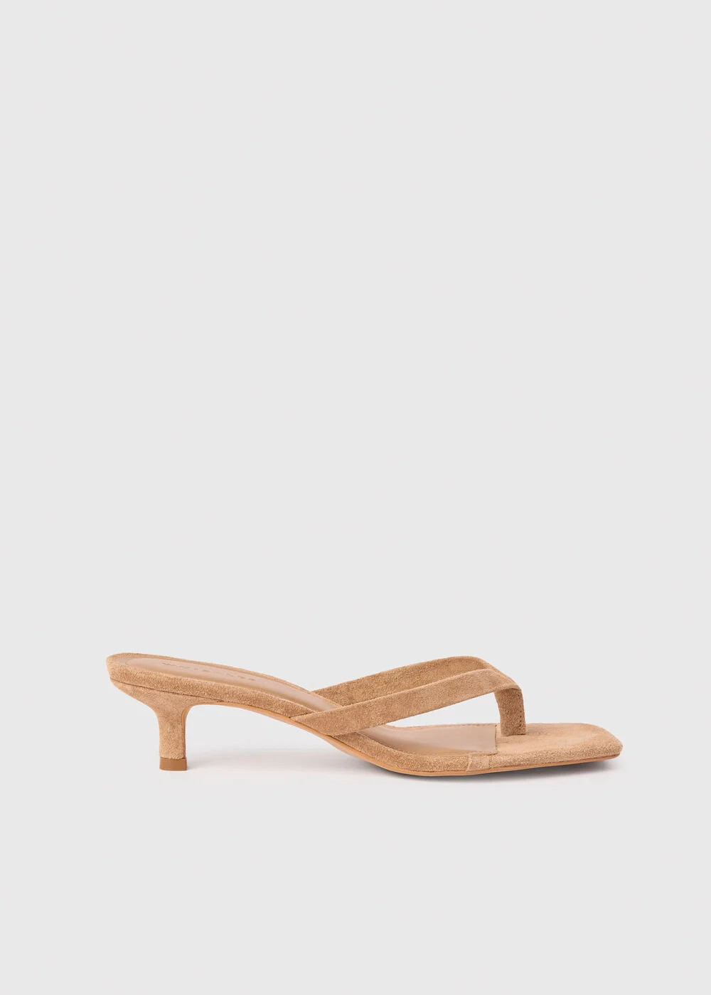Neutral Suede Toe Post Heeled Mule | WHISTLES | Whistles UK | | Whistles