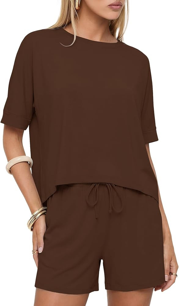 Darong Women's 2 Piece Shorts Set 2026 Summer Lounge Outfits Loose Casual Comfortable Tops with P... | Amazon (US)