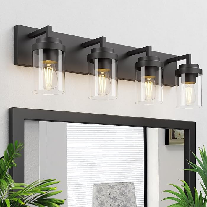 Espird Bathroom Vanity Light 4 Light Matte Black 30in Farmhouse | Amazon (US)