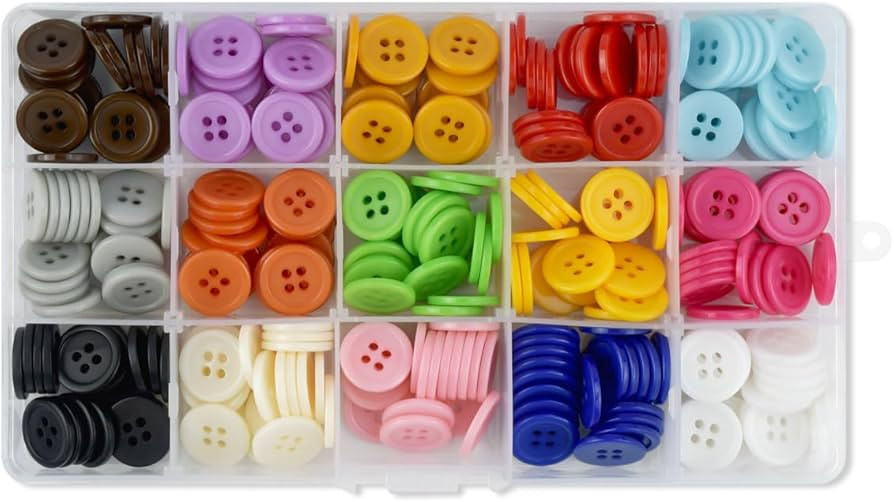 300 Pack Colorful Buttons for Craft DIY 15 Assorted Colors Resin Round Buttons for Sewing Flatbac... | Amazon (US)