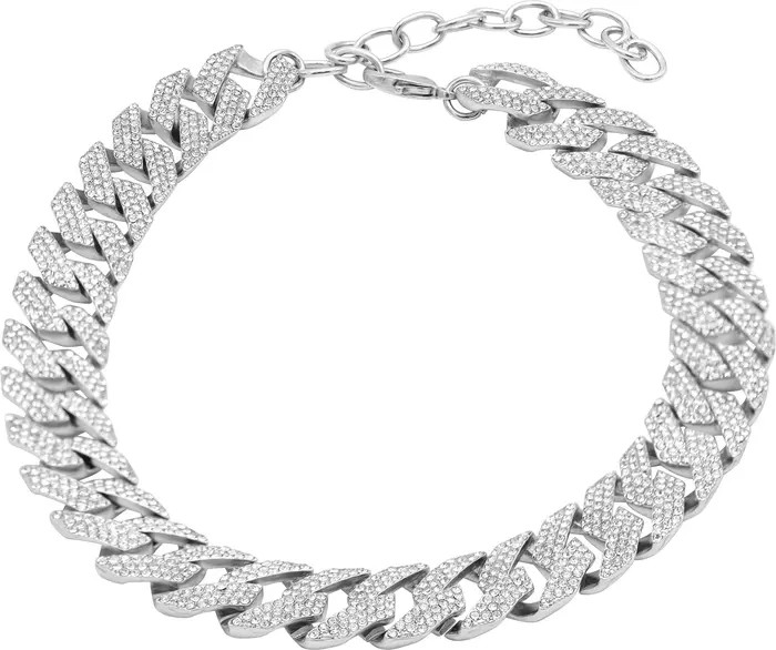 Pavé Cubic Zirconia Curb Chain Choker Necklace | Nordstrom Rack