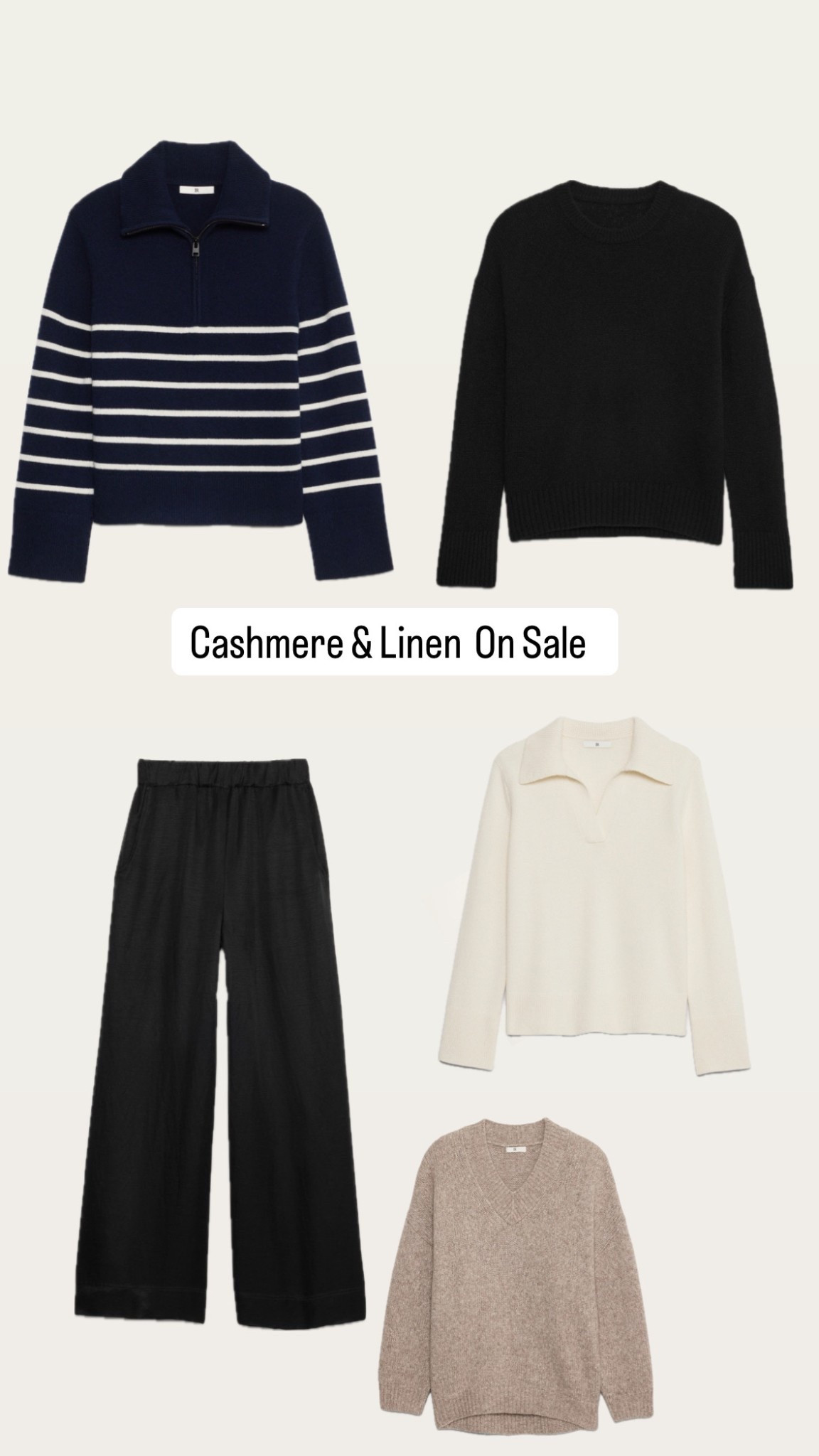 Cashmere and merino wool sweaters on sale as well as spring classics like linen and 100% cotton. So many beautiful timeless pieces for your capsule wardrobe. Petite and extra long sizing too. 

#LTKPetite #LTKSaleAlert #LTKWorkwear