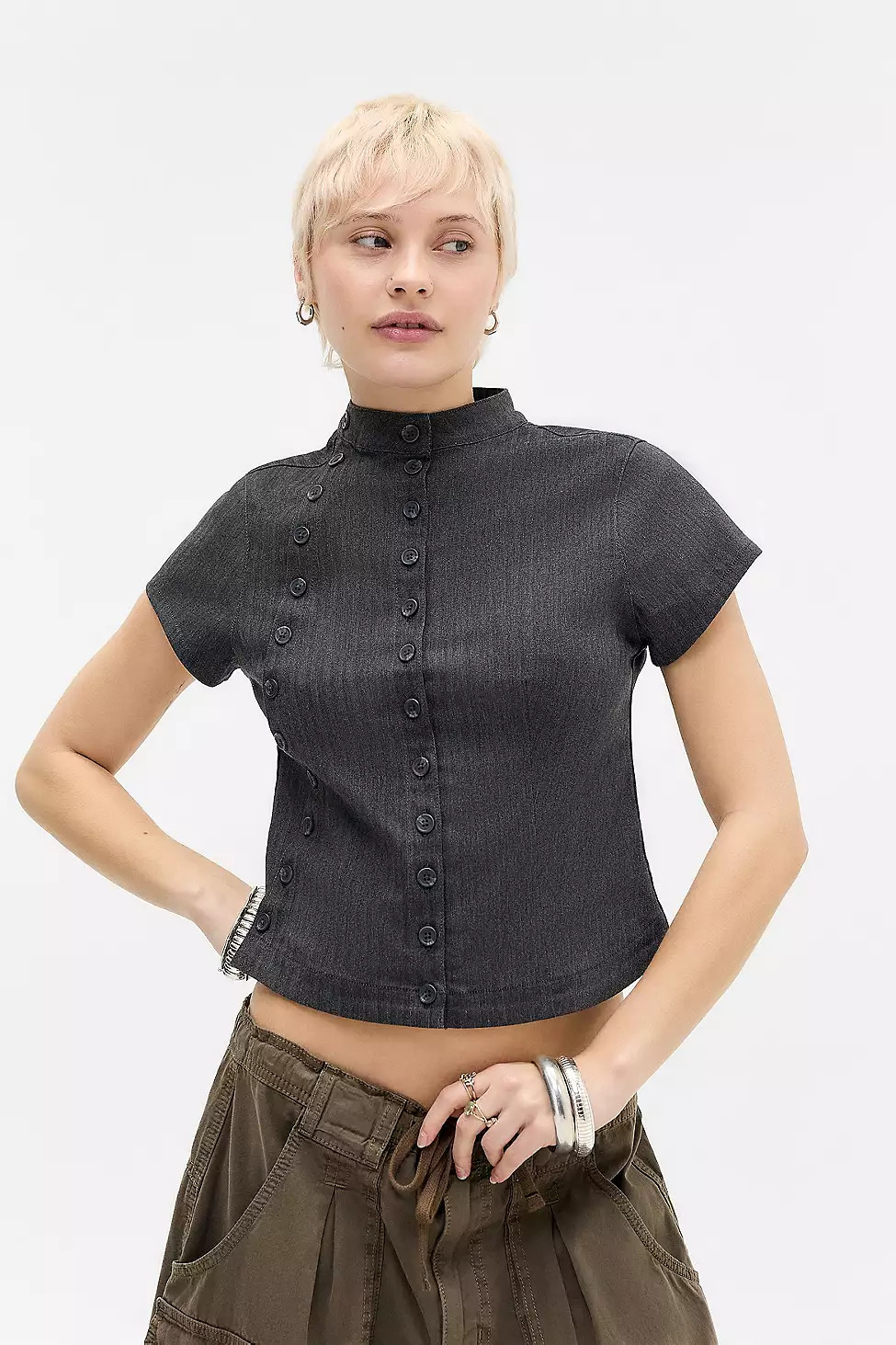 UO Laurna Double Button Blouse | Urban Outfitters UK