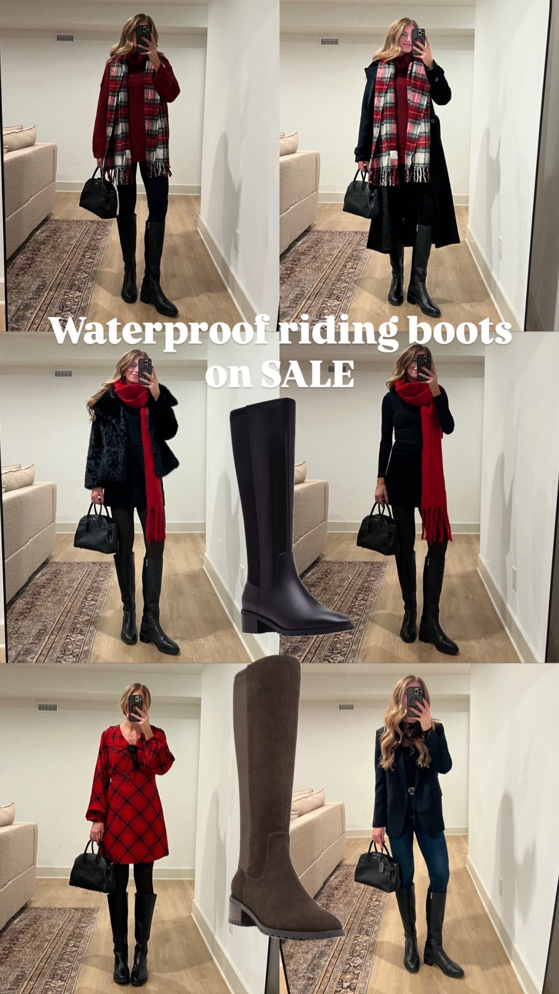 Ways to wear waterproof riding boots during the holidays. 
They also come in a brown suede version that is waterproof too.  Super comfy and practical. Run tts. I’m a true 10.5 and that size doesn’t really exist so I got an 11
Sizing for everything: 
All tops run TTS.  Wearing my usual medium
The “tights” im wearing are actually FLEECE LINED LEGGINGS that come in TALLS!! Wearing L/XL for bump Very stretchy and long enough!
Size medium tall in coat to layer thick sweaters under 
Size small in fur coat.
Sized down to 4 in skirt (would be a 2 without a bump)
Small tall in red plaid dress. 
Skinny jeans run tts and SUPER stretchy.  Longs available
Tried to link as many similar lower cost options to as many pieces as I could find (under the similar section)

Leather boots, winter boots, black leather boots, holiday outfits, tall girl friendly, bump friendly, New York Outfits, Nordstrom 

#LTKHoliday #LTKSeasonal #LTKTall

#LTKHoliday #LTKSeasonal #LTKTall
