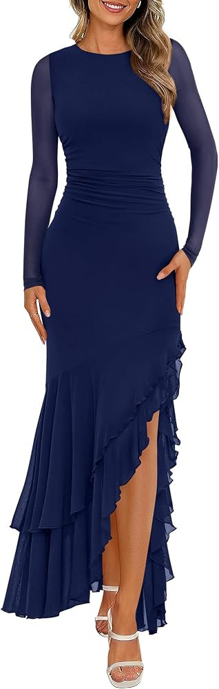 BTFBM Women's Maxi Dresses Fall 2026 Long Sleeve Wedding Guest Dress | Amazon (CA)