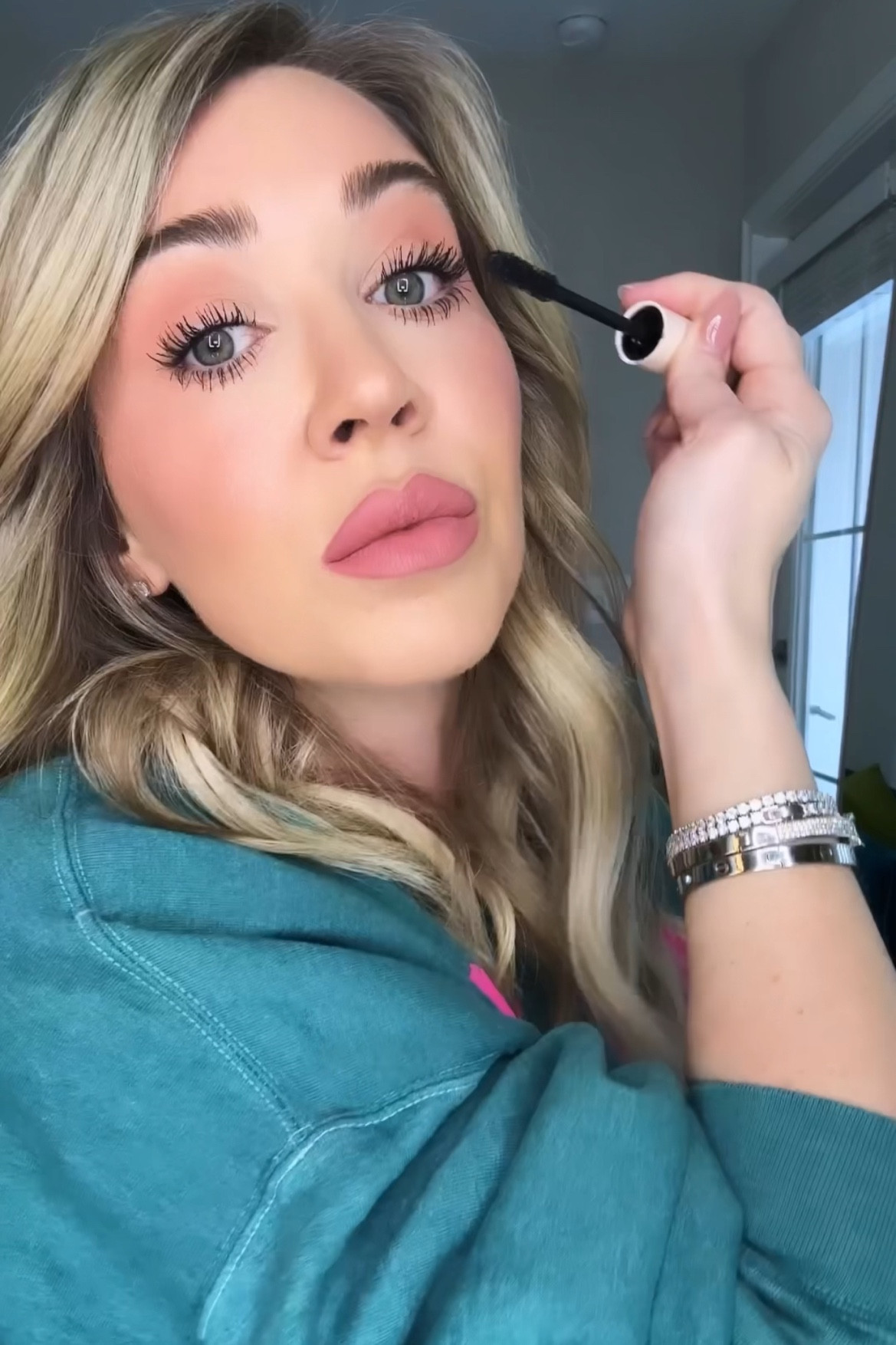 I LOVE MASCARA!!! 

All Makeup SHADES-
Foundation: Salzburg 3.5
Concealer: crème 1.5
Under eye setting powder: Dior 2 satin blanc 

Bronzer stick: nude medium 7
Highlighter: mesmerize
Liquid blush: hope
Blush topper: spice gal
Overall setting powder: Hourglass translucent 

Lipliner: pillow talk
Lipstick: girls trip 

Makeup routine, rare beauty blush, cream bronzer, dibs brush, cream makeup products 