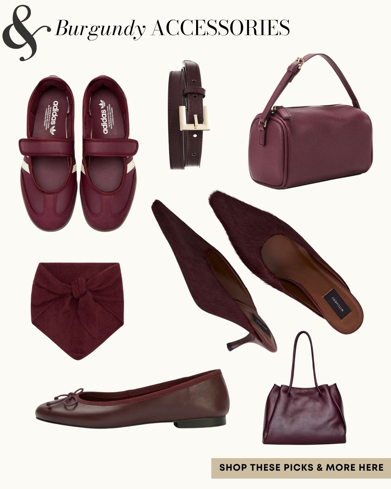 Stop buying random accessories and do this instead 👇🏻

Most great outfits are let down by random accessories...

Rather than shopping randomly for whatever catches your eye, go for curated 'accessory families' by matching colour & tone across your accessories.

I recommend every woman curate 2-3 key tonal accessory families to help keep dressing effortless AND polished.

These are my top colour picks for Winter 2026, and I've curated all my top picks ✨

Burgundy/Wine Accessories 🍷 

 #LTKaustralia #LTKwinter #LTKstyletip