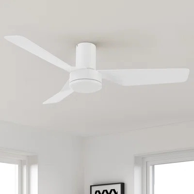 52 Inches Flush Mount White Ceiling Fan without Light | Wayfair North America