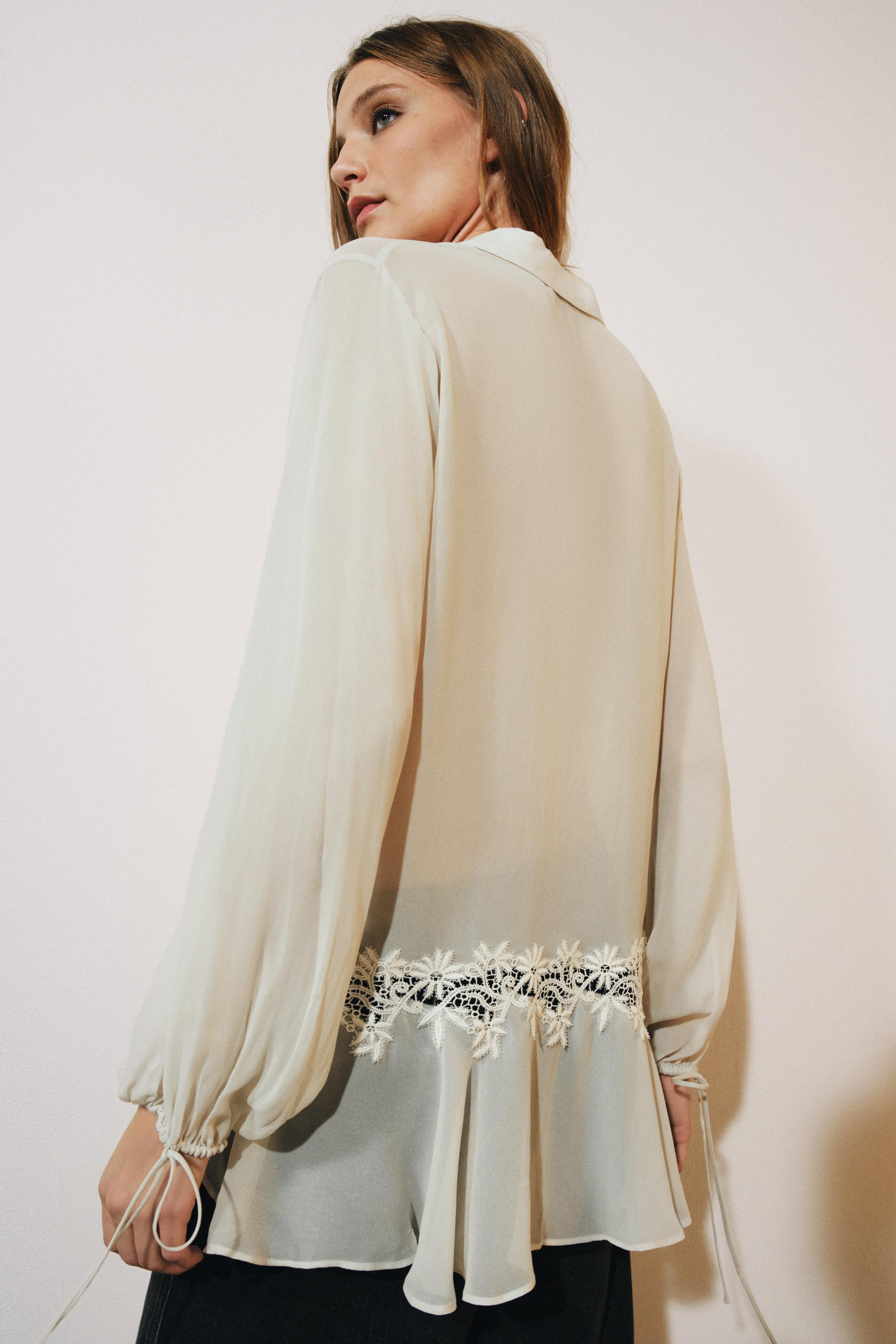 ZW COLLECTION EMBROIDERED LACE BLOUSE | Zara US