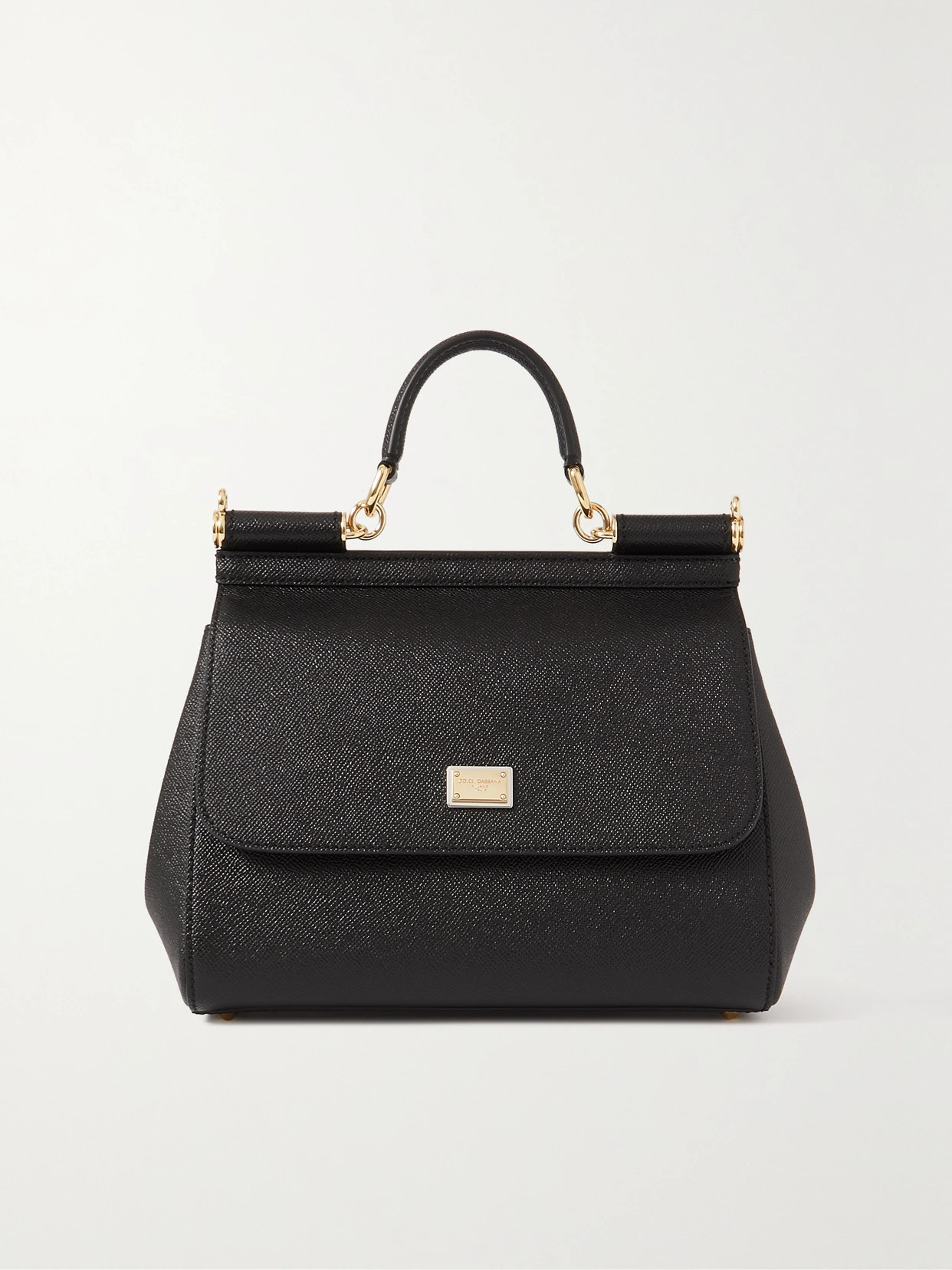 Dolce & Gabbana - Sicily Medium Textured-leather Tote - Black | NET-A-PORTER (US)