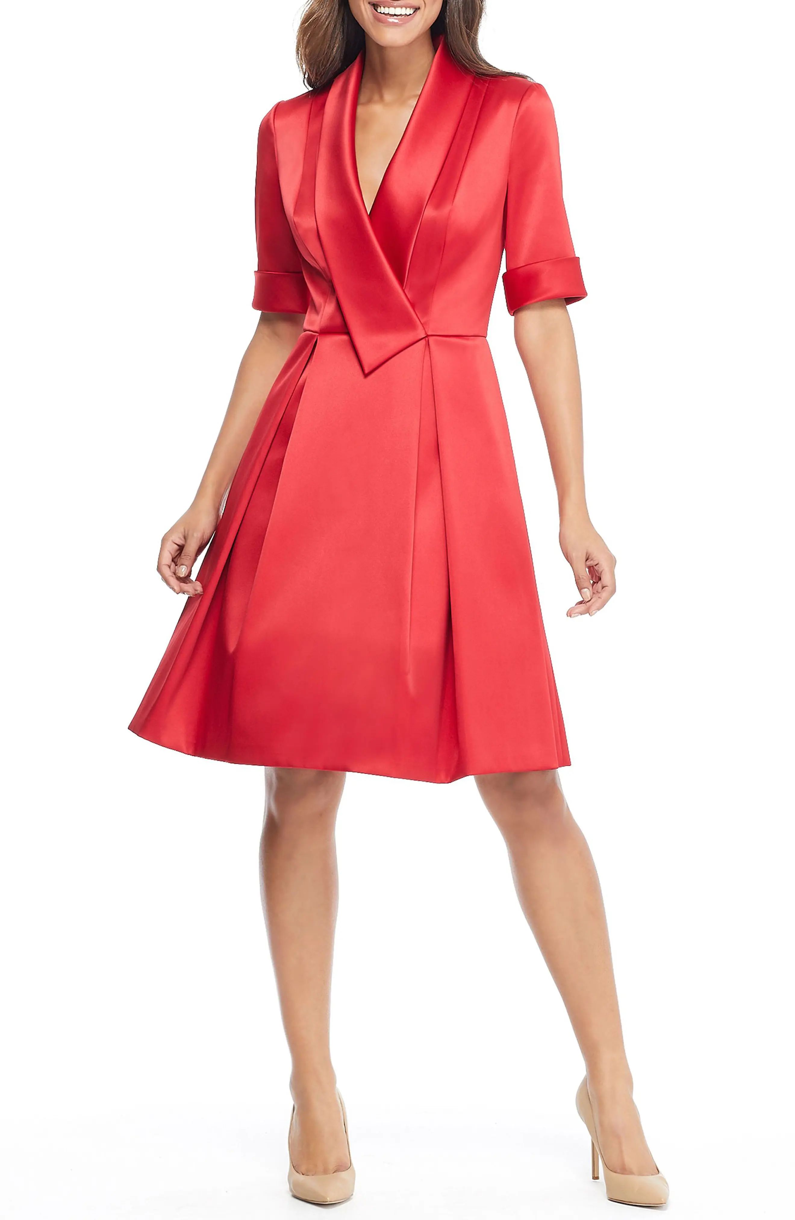 Ruby Royal Satin Asymmetrical Collar Dress | Nordstrom