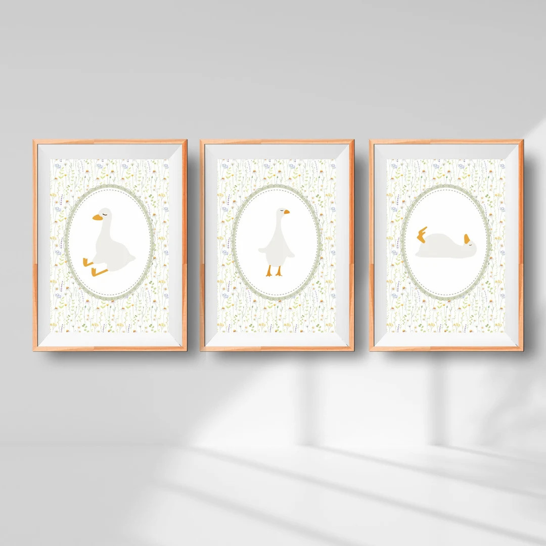 Printable Duck Nursery Print Set, Nursery art, Wildflowers, Duck Nursery Decor, Goose Nursery Pri... | Etsy (US)