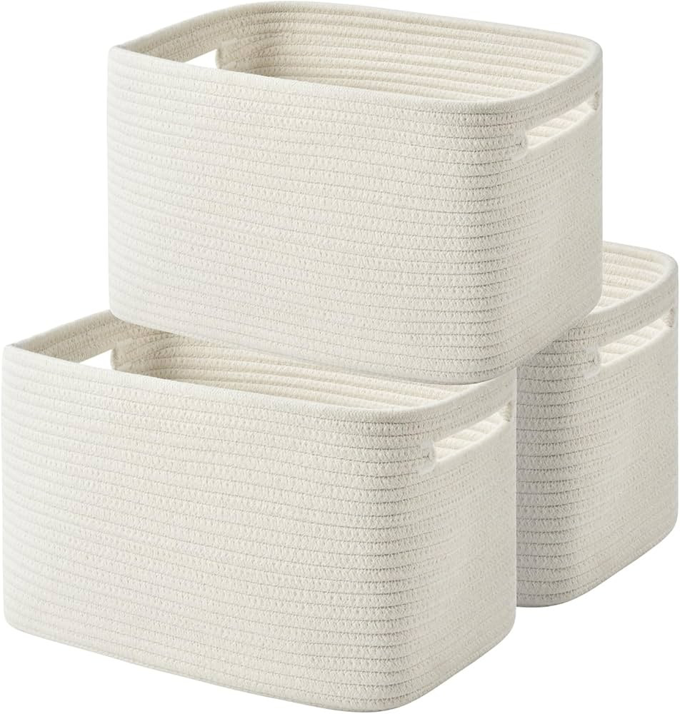 Storage Basket,Woven Baskets for Storage,Cotton Rope Baskets for Organizing,decorative Baskets fo... | Amazon (US)