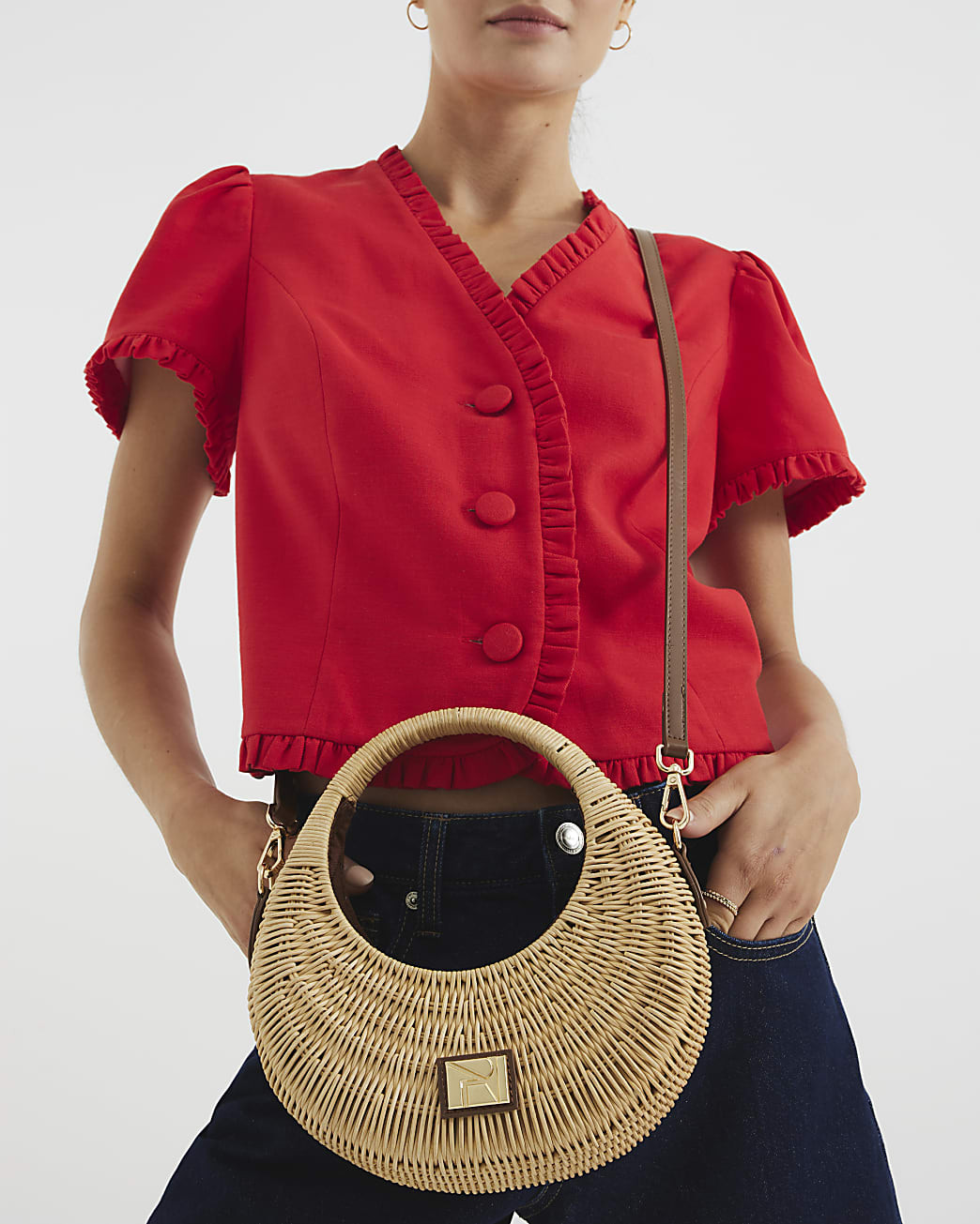 Beige Straw Basket Scoop Bag | River Island UK & IE