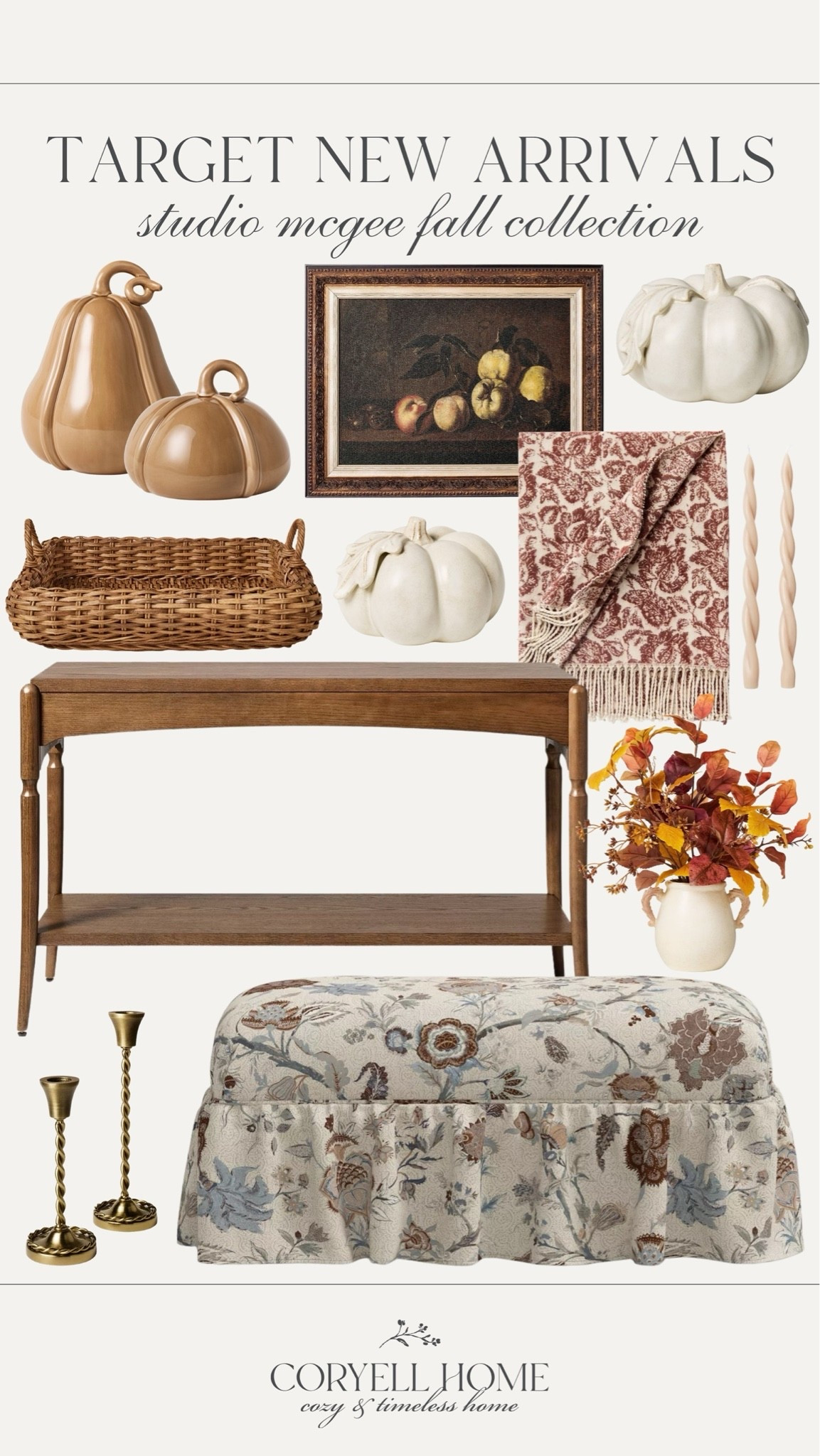 Studio McGee x Target new arrivals 🤎 The prettiest pumpkin accents, fall foliage plants, ottoman bench, and woven textures. I just love these cozy vibes for the autumn season, especially in our neutral home. So welcoming and warming! 🍂

#LTKHome