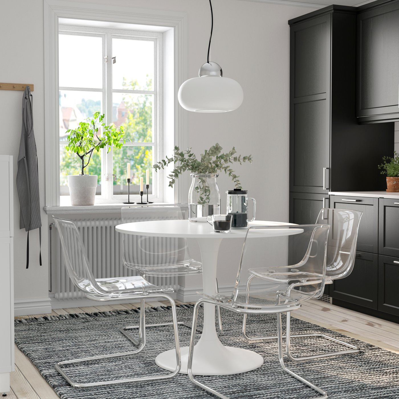 IKEA DOCKSTA / TOBIAS table and 4 chairs, white white/transparent chrome plated, 40 1/2 | IKEA US