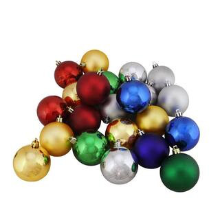 Shatterproof Traditional Multi-Color Shiny and Matte Christmas Ball Ornaments (24-Count) | The Home Depot