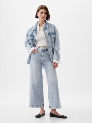 High Rise Stride Wide-Leg Ankle Jeans | Gap (US)