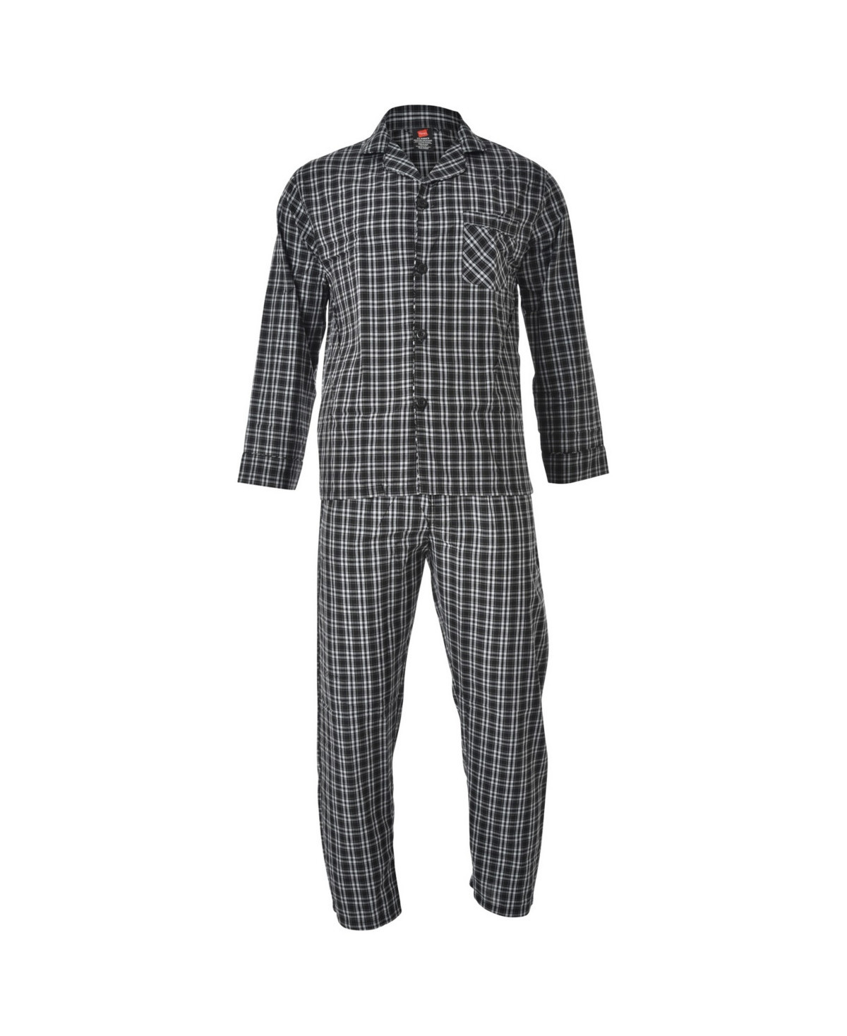 Hanes Men's Big and Tall Cvc Broadcloth Pajama Set - Black Plaid | Macy's