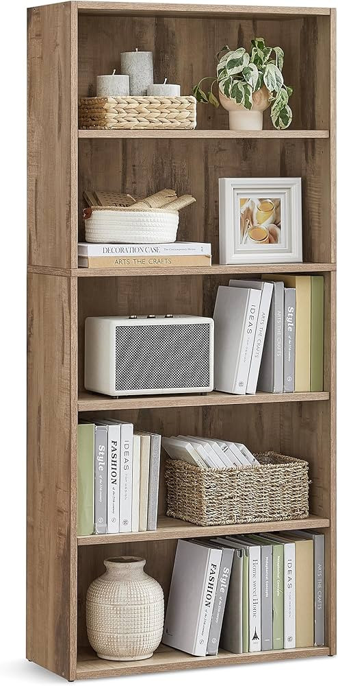 VASAGLE Bookshelf, 23.6 Inches Wide, 5-Tier Open Bookcase with Adjustable Storage Shelves, Floor ... | Amazon (US)