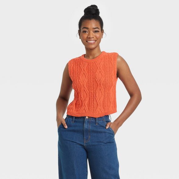Women's Crewneck Cable Knit Sweater Vest - Universal Thread™ | Target