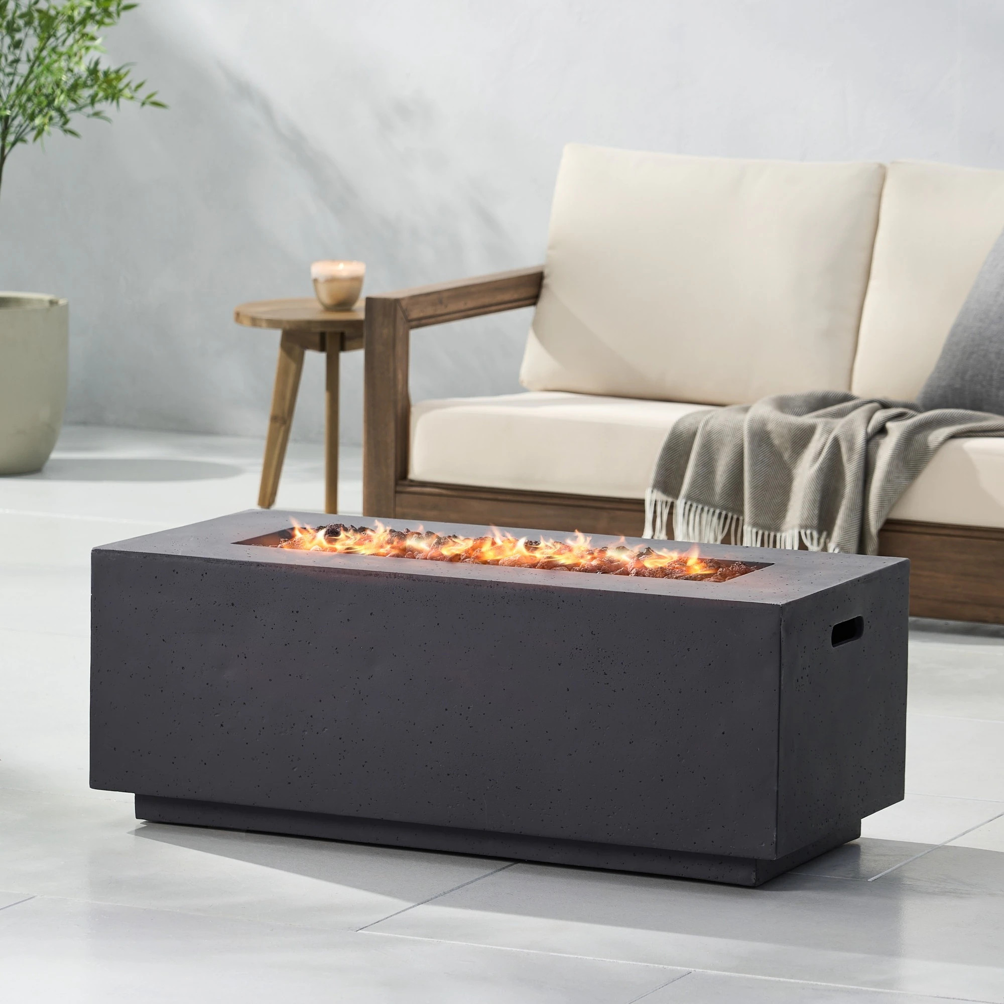 40" Rectangular Mgo Concrete Propane Fire Pit – Modern Design for Outdoor Spaces | Bed Bath & Beyond