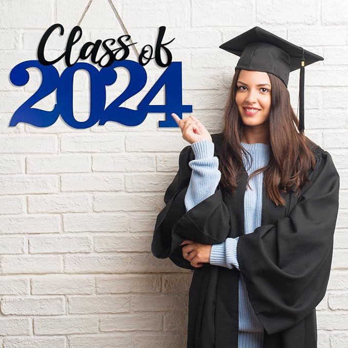 Class of 2024 Wooden Sign Graduation Party Decorations Blue Graduation Decorations 2024 Graduatio... | Amazon (US)