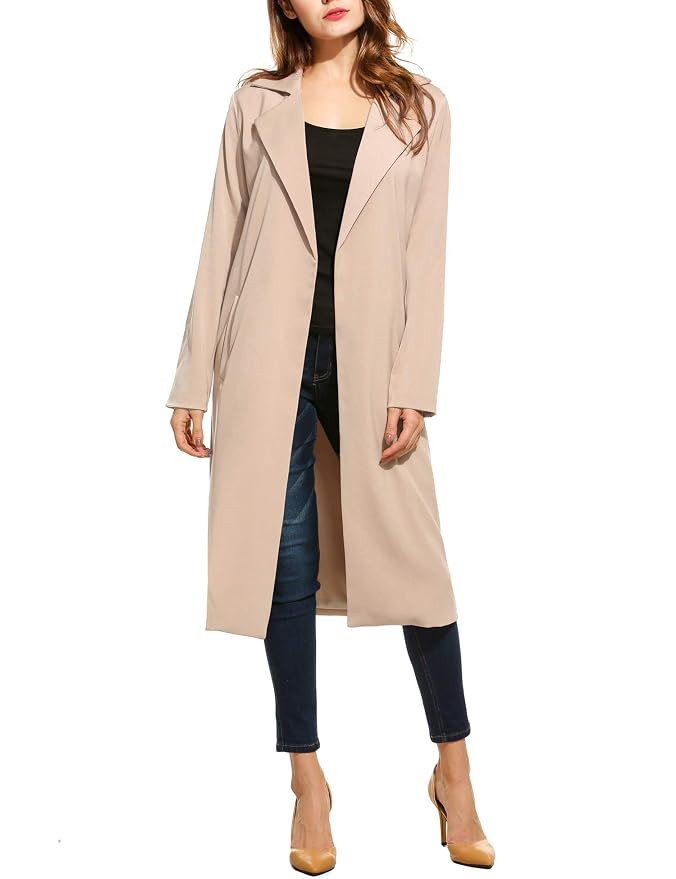 Zeagoo Women's Open Front Long Trench Coat Casual Lightweight Blazer Cardigans Winter Outdoor | Amazon (US)