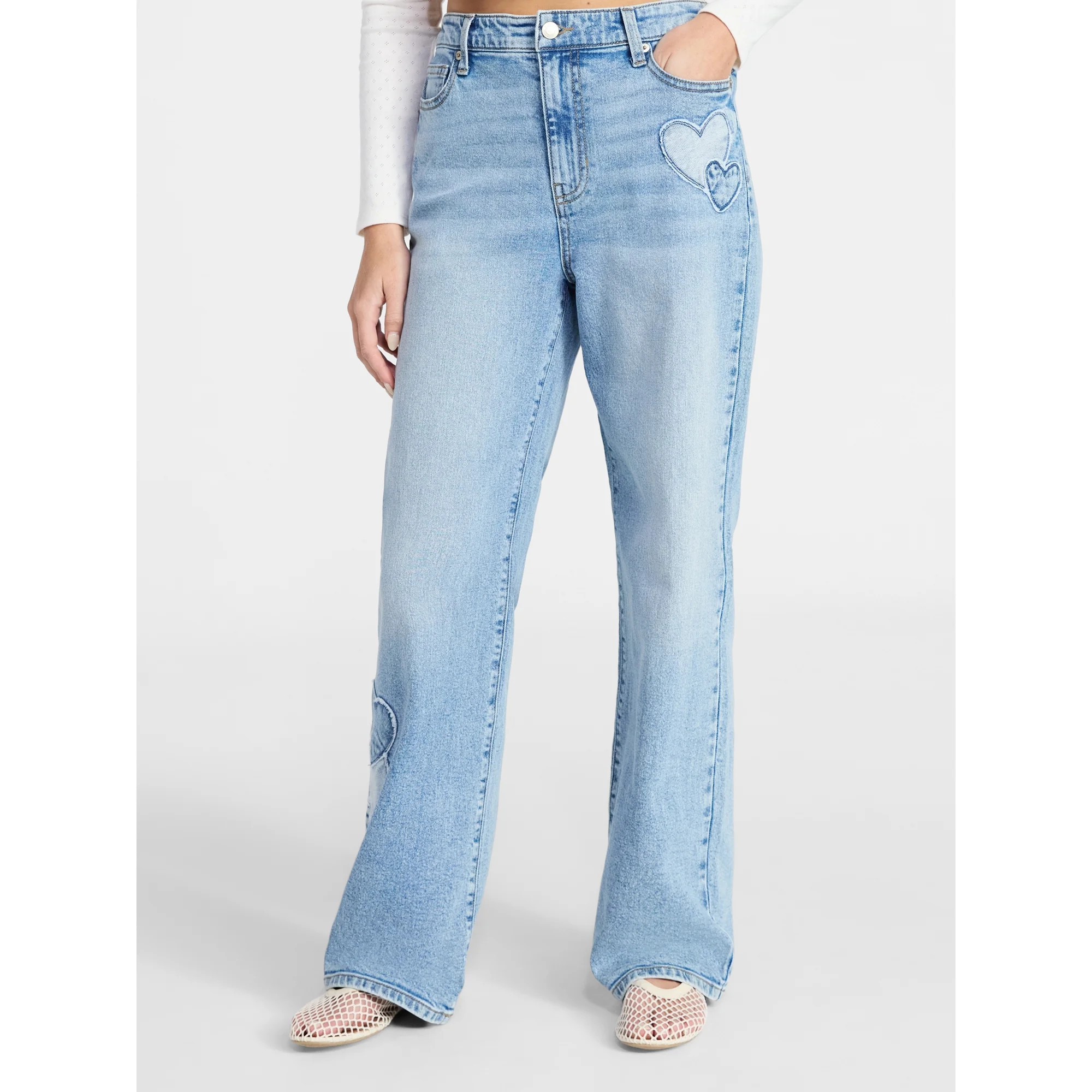 No Boundaries High Rise Baggy Wide Leg Jeans, 32" Inseam, Women's and Women's Plus XXS-4X | Walmart (US)